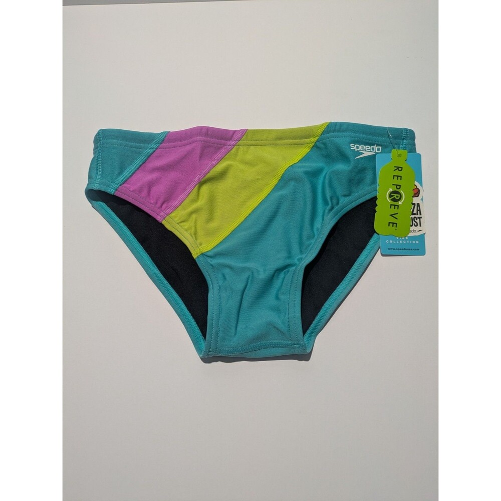 Speedo Eco Endurance Swim Brief Acid Lime Teal Pink Men's Size 34